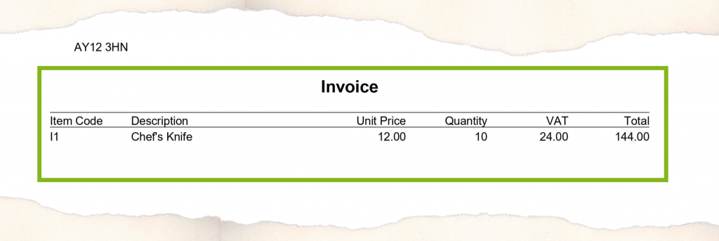 Invoice example step 2